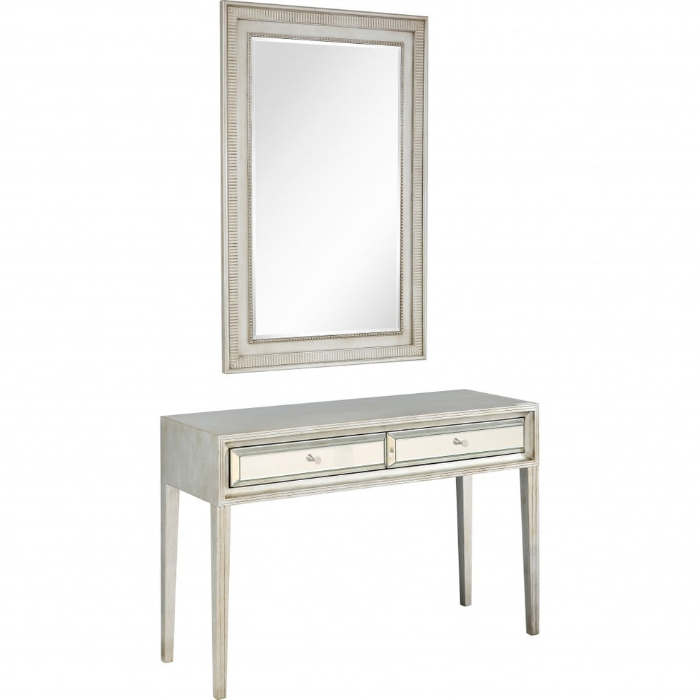 Antiqued Silver Finish Mirror and Console Table By Homeroots | Console Tables | Modishstore - 3