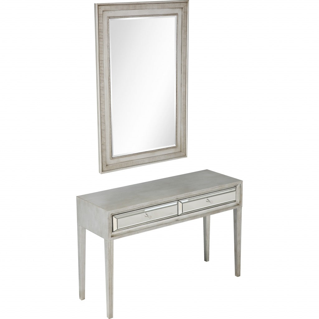 Antiqued Silver Finish Mirror and Console Table By Homeroots | Console Tables | Modishstore - 4