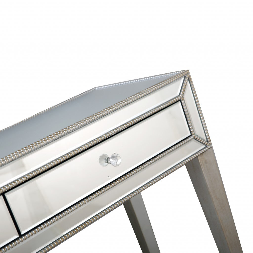 Silver Beaded Console Table By Homeroots
