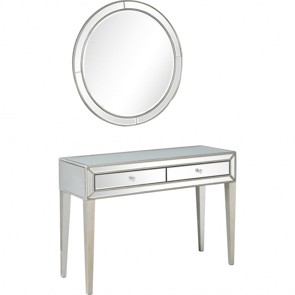 Silver Beaded Mirror and Console Table By Homeroots | Console Tables | Modishstore - 5