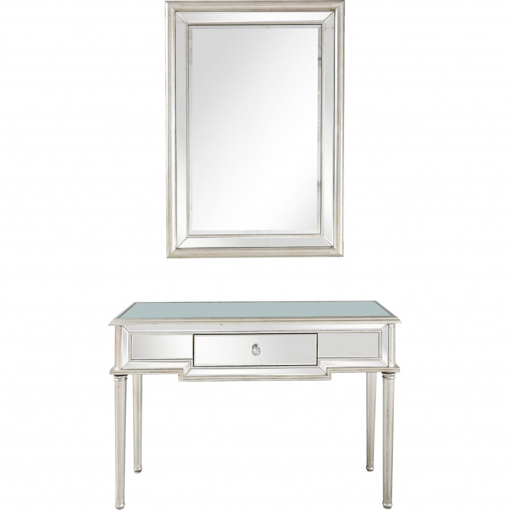 Silver Leaf Antiqued Mirror and Console Table By Homeroots