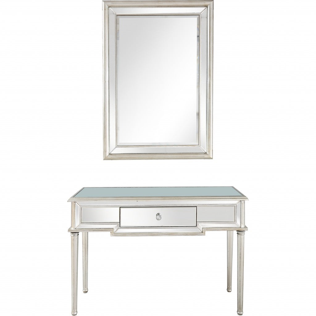 Silver Leaf Antiqued Mirror and Console Table By Homeroots | Console Tables | Modishstore