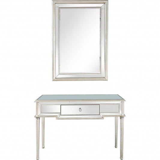 Silver Leaf Antiqued Mirror and Console Table By Homeroots | Console Tables | Modishstore