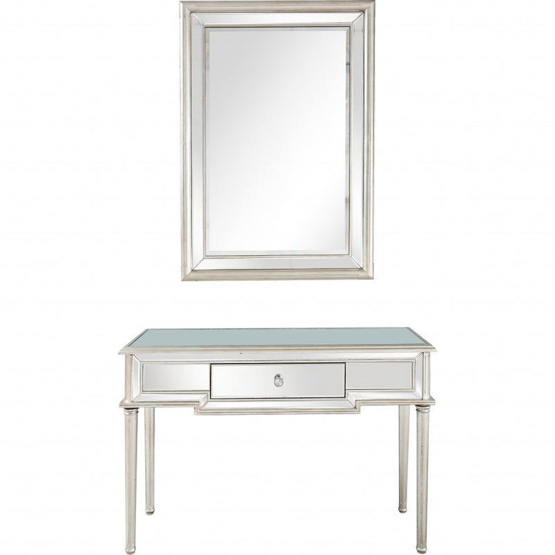Silver Leaf Antiqued Mirror and Console Table By Homeroots | Console Tables | Modishstore