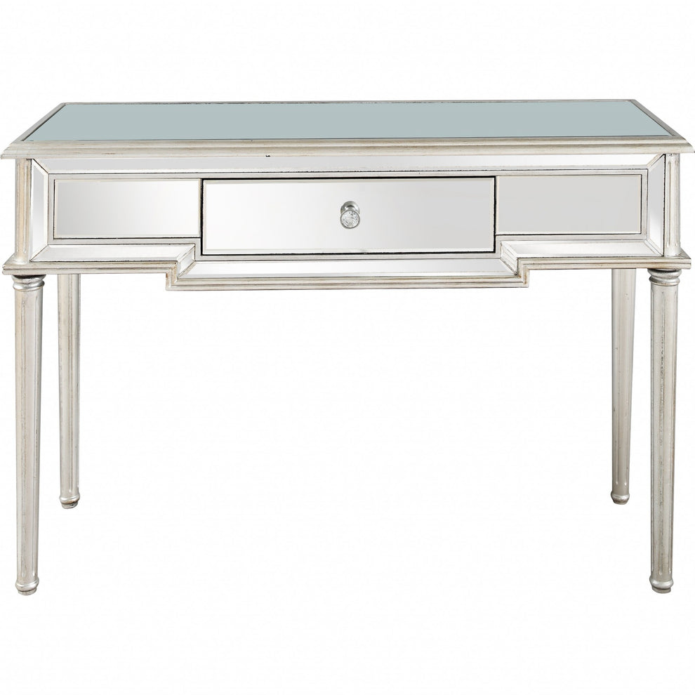 Silver Leaf Antiqued Mirror and Console Table By Homeroots | Console Tables | Modishstore - 5