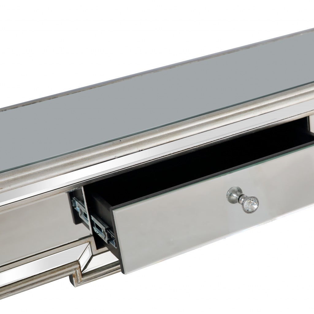 Silver Leaf Antiqued Mirror and Console Table By Homeroots | Console Tables | Modishstore - 6