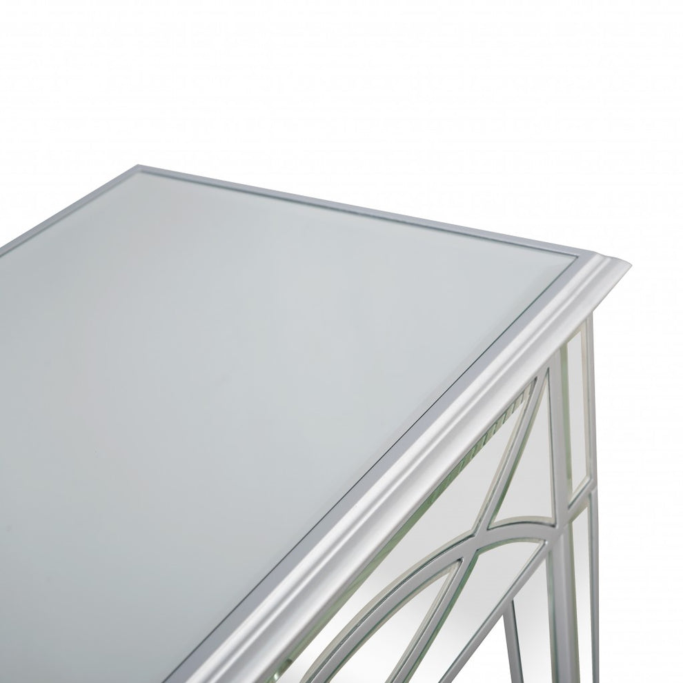 Silver Glass Mirror Console Table By Homeroots | Console Tables | Modishstore - 7
