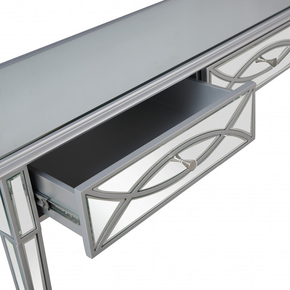 Silver Glass Mirror and Console Table By Homeroots | Console Tables | Modishstore - 7
