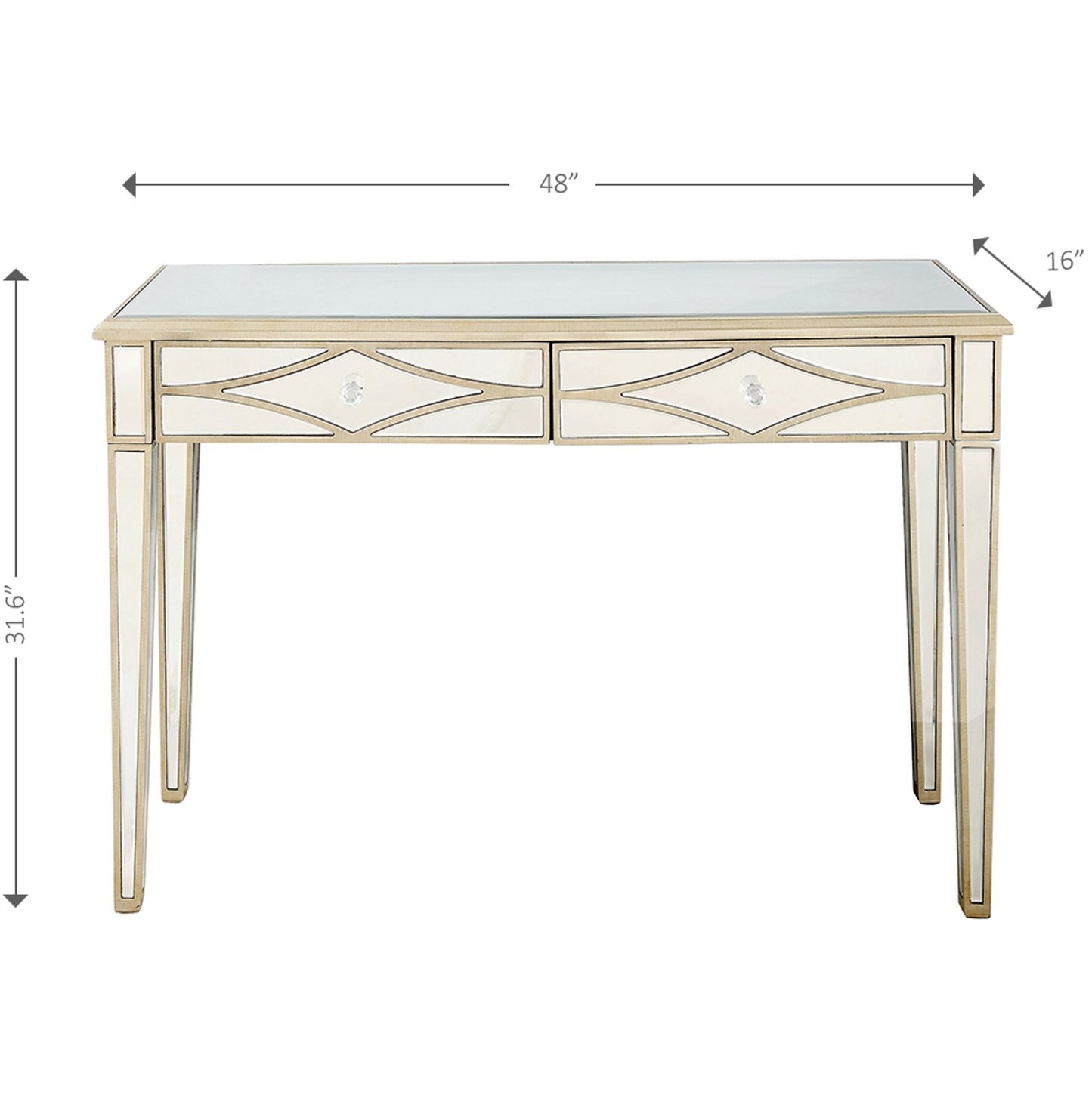 Champagne Finish Console Mirror Table By Homeroots | Console Tables | Modishstore - 4