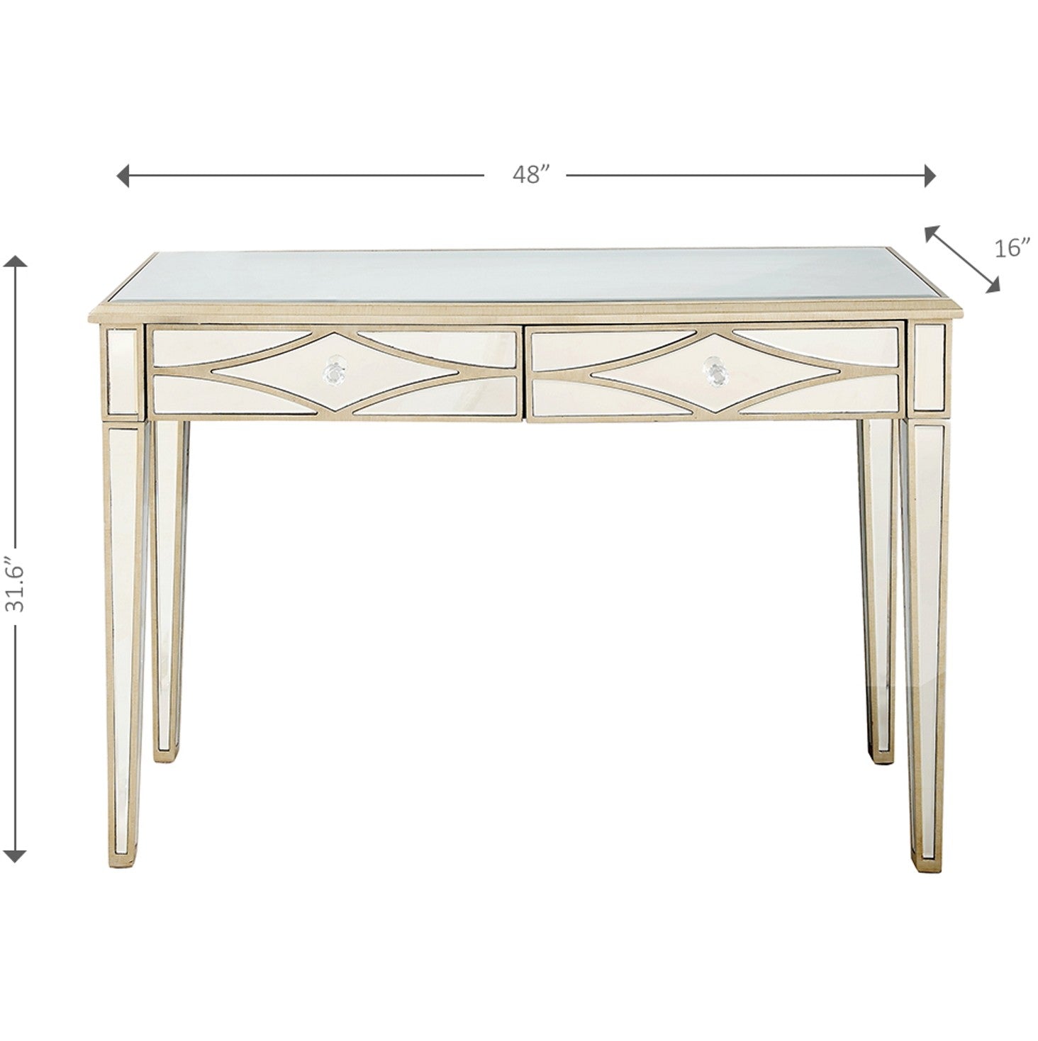 Champagne Finish Console Mirror Table By Homeroots | Console Tables | Modishstore - 4
