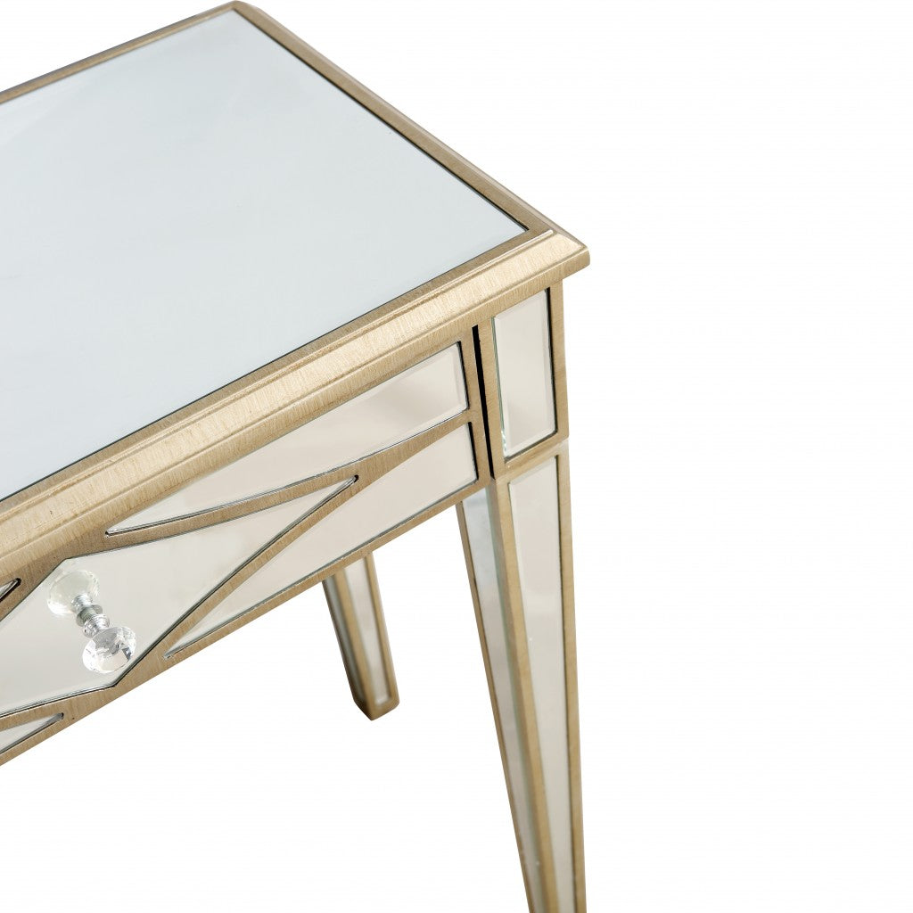 Champagne Finish Console Mirror Table By Homeroots