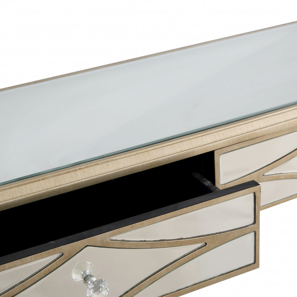 Champagne Finish Console Mirror Table By Homeroots | Console Tables | Modishstore - 2