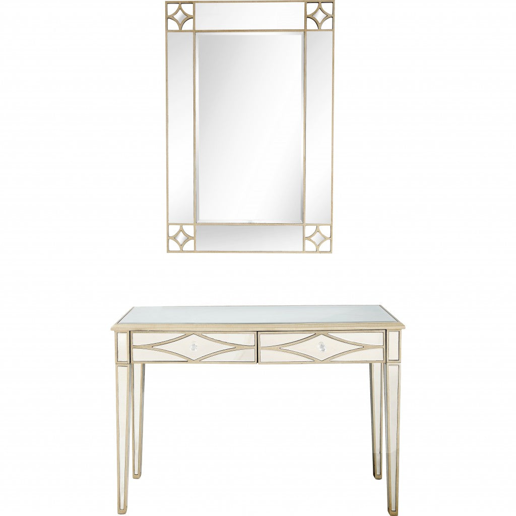 Champagne Finish Mirror and Console Table By Homeroots - 396827 | Console Tables | Modishstore