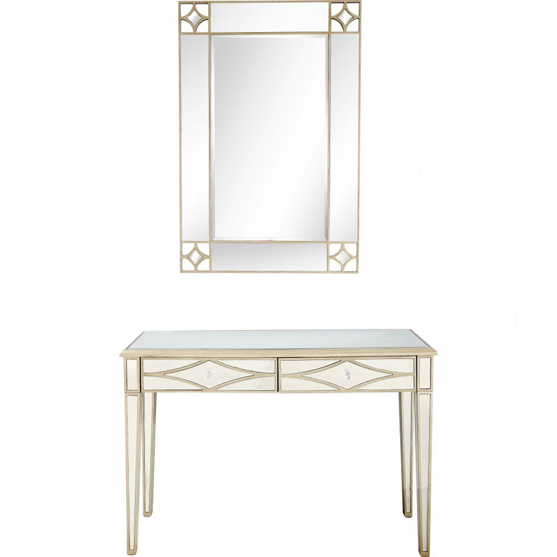 Champagne Finish Mirror and Console Table By Homeroots - 396827 | Console Tables | Modishstore