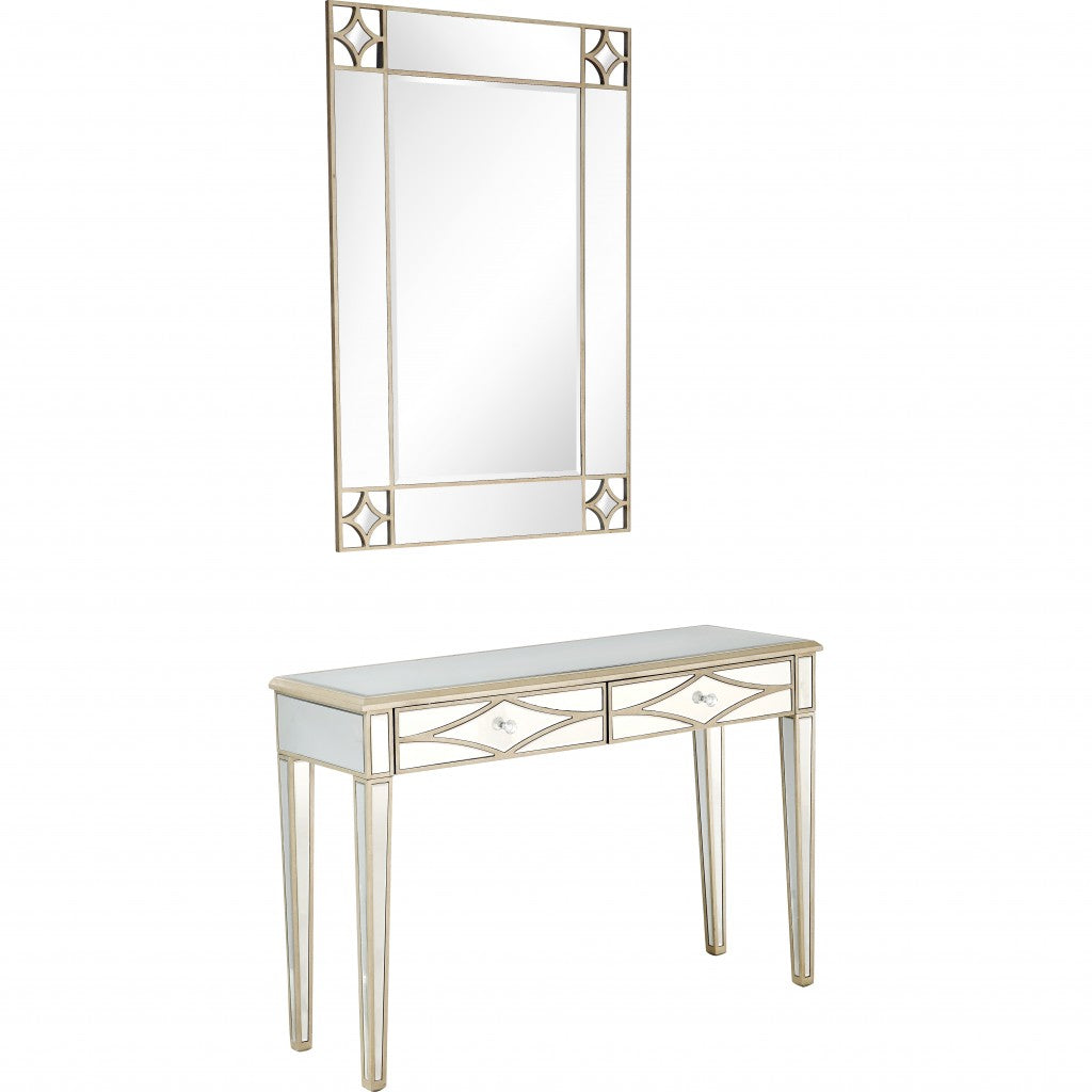 Champagne Finish Mirror and Console Table By Homeroots - 396827 | Console Tables | Modishstore - 4