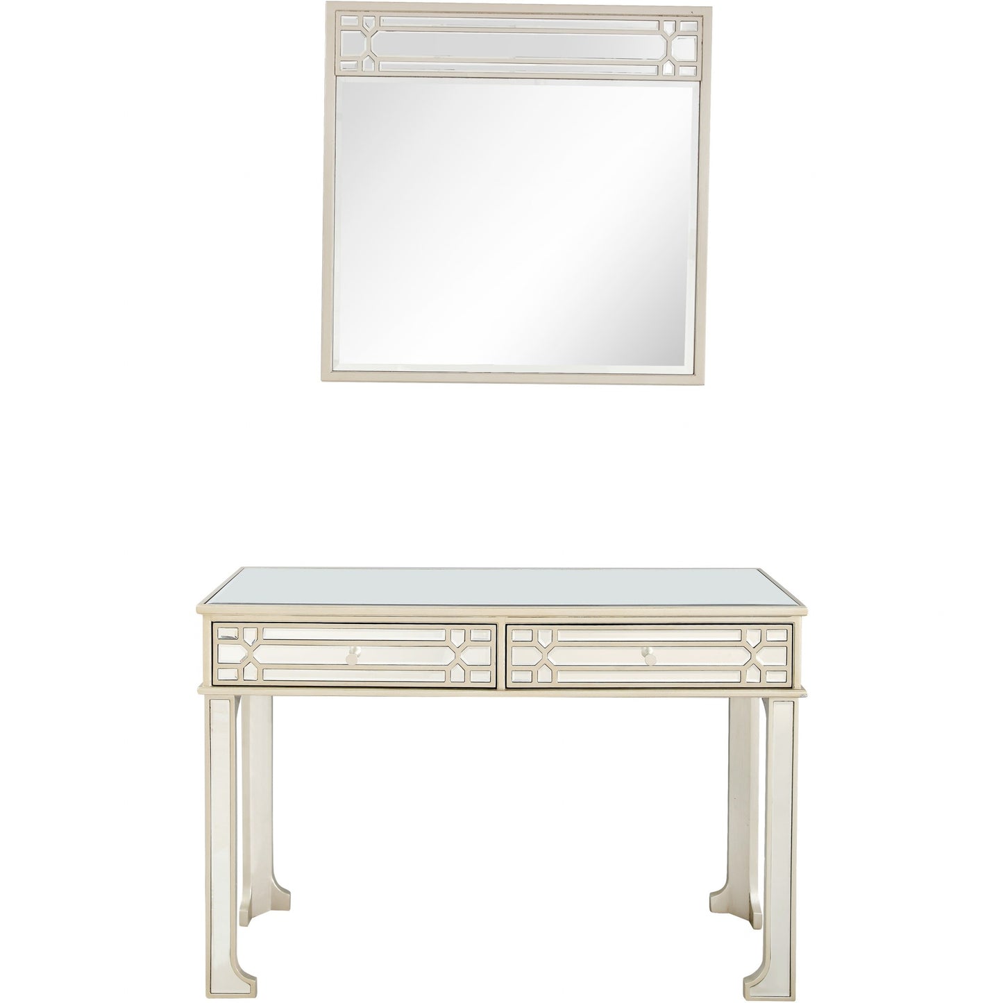 Champagne Finish Mirror and Console Table By Homeroots - 396829 | Console Tables | Modishstore