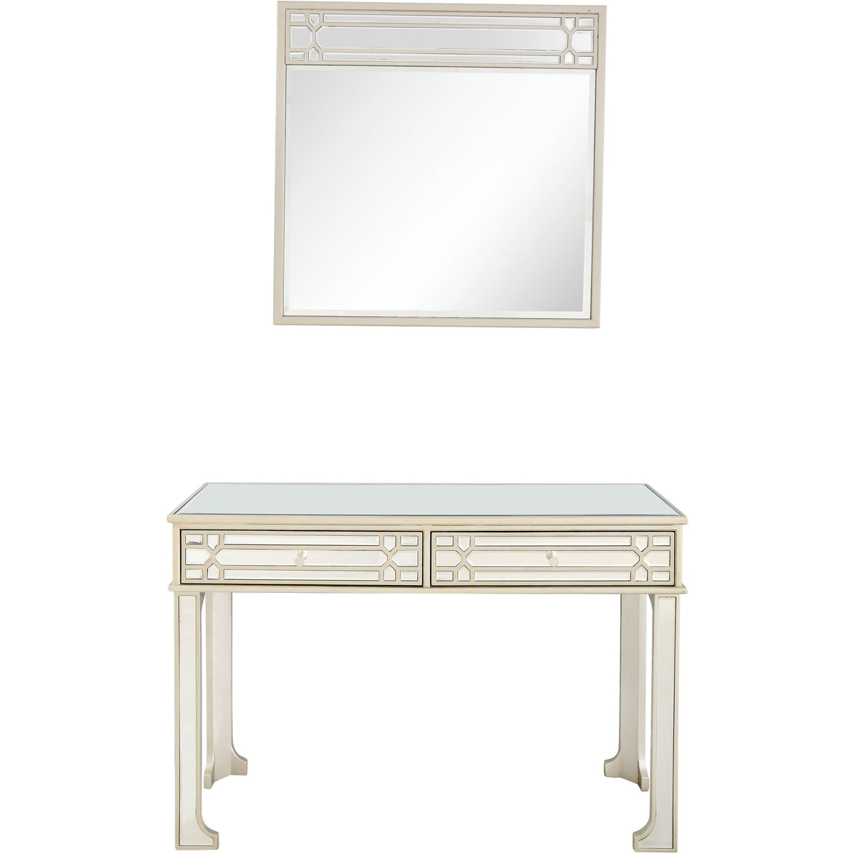 Champagne Finish Mirror and Console Table By Homeroots - 396829 | Console Tables | Modishstore