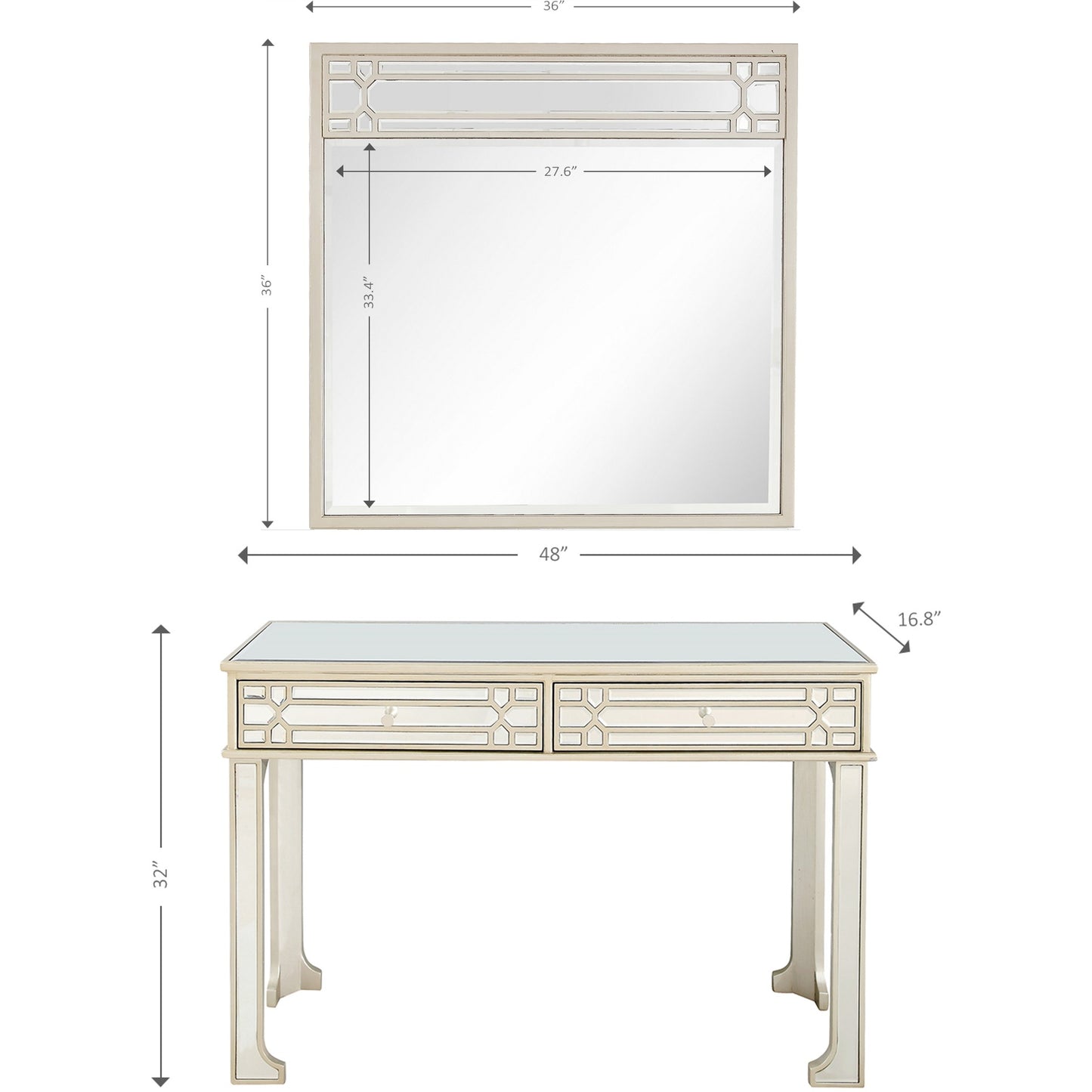 Champagne Finish Mirror and Console Table By Homeroots - 396829