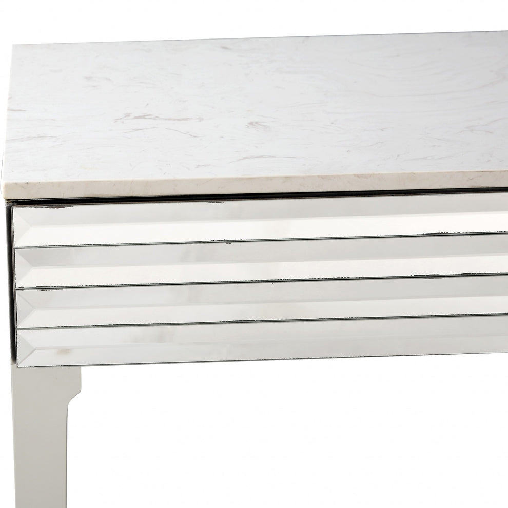 Antiqued Silver Finish Mirror Console Table By Homeroots | Console Tables | Modishstore - 2