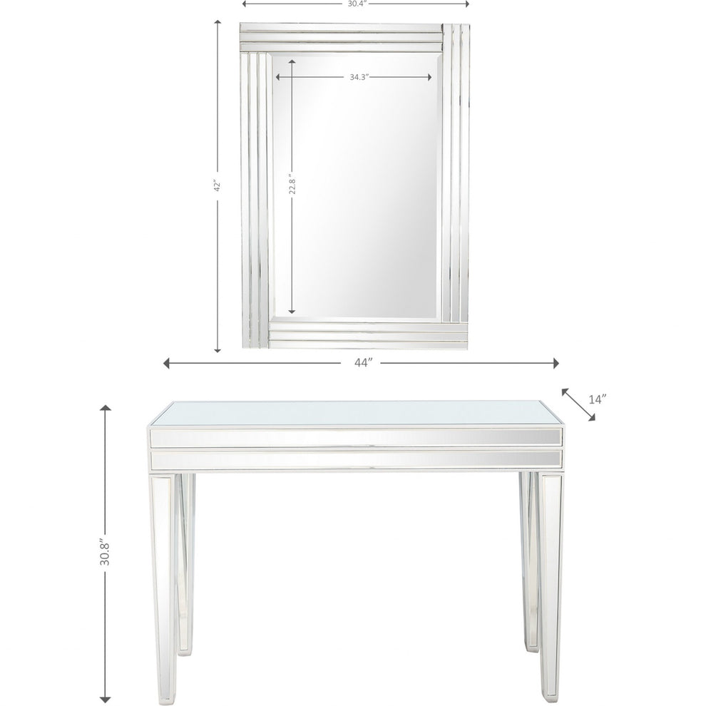 Modern Mirrored Console Table and Mirror Set By Homeroots | Console Tables | Modishstore - 2