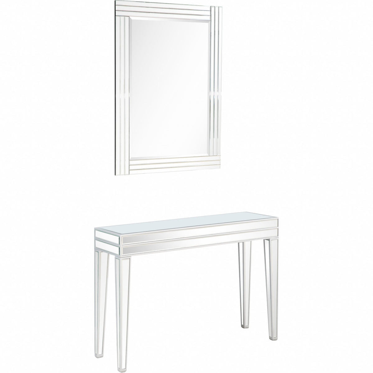Modern Mirrored Console Table and Mirror Set By Homeroots | Console Tables | Modishstore - 3