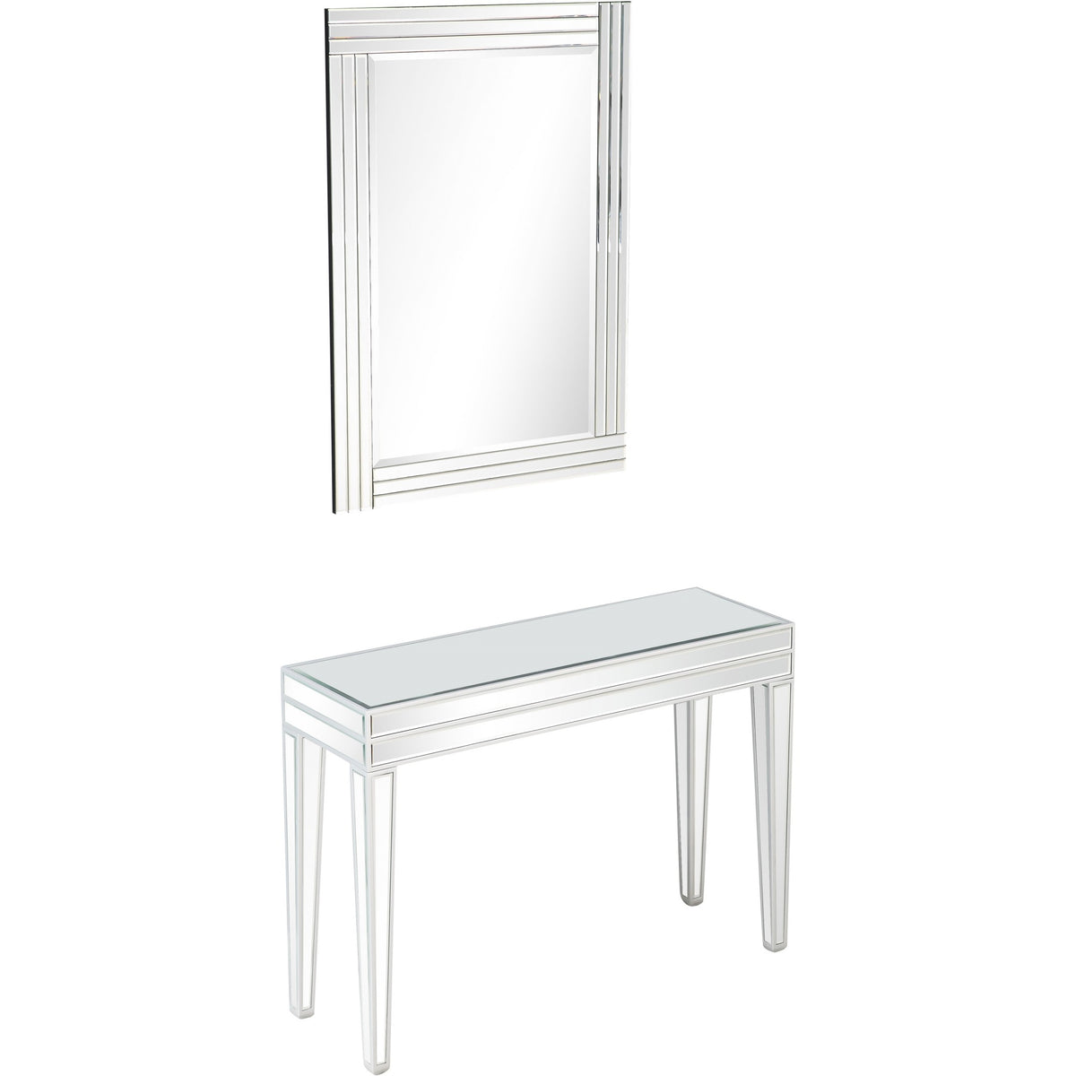 Modern Mirrored Console Table and Mirror Set By Homeroots | Console Tables | Modishstore - 4