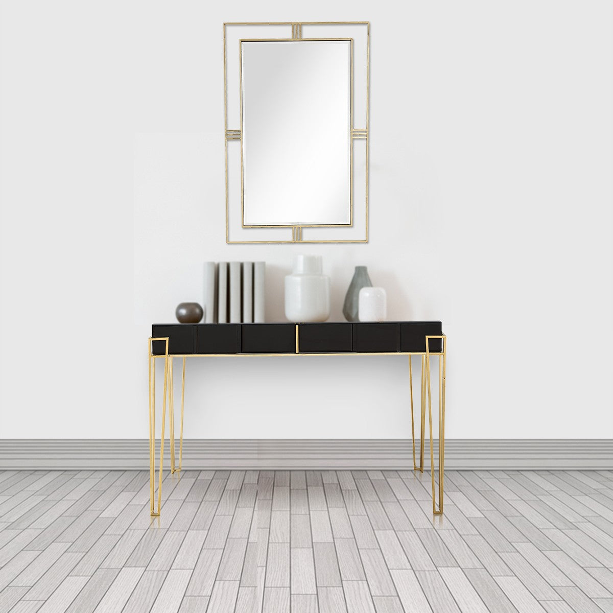 Black Mirrored Console Table By Homeroots