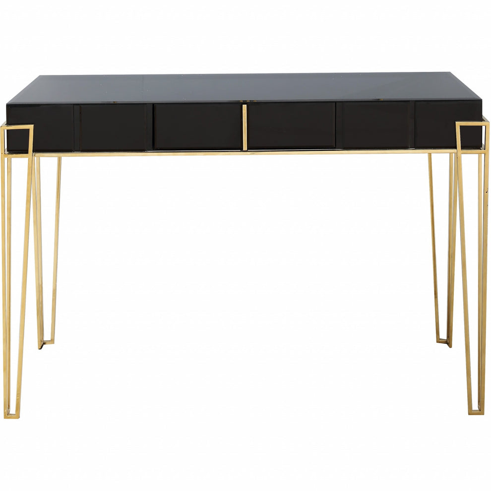 Modern Black and Gold Console Table and Mirror Set By Homeroots | Console Tables | Modishstore - 5