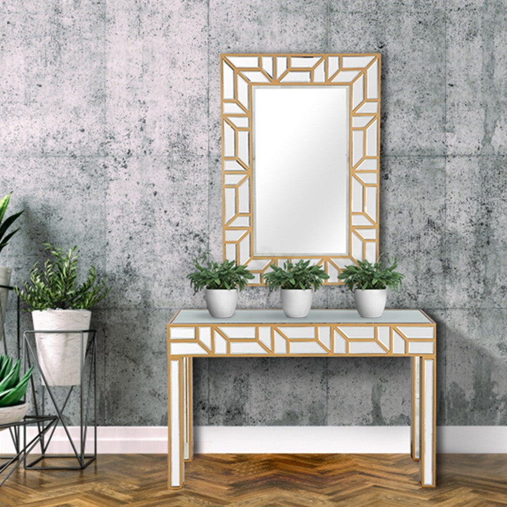 Gold Geometric Console Table By Homeroots | Console Tables | Modishstore - 3
