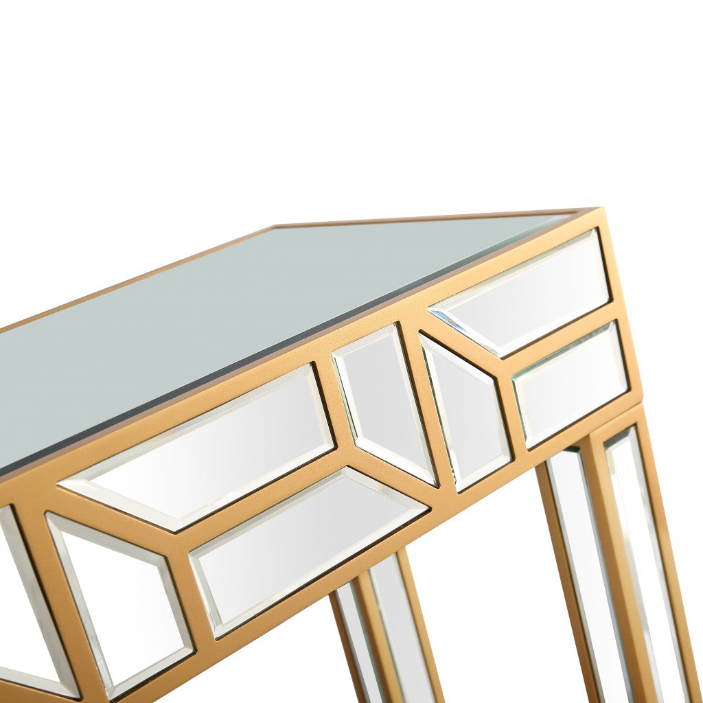 Gold Geometric Console Table By Homeroots | Console Tables | Modishstore - 2