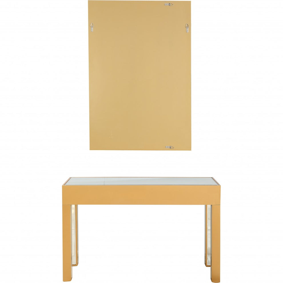 Gold Geometric Mirror and Console Table By Homeroots | Console Tables | Modishstore - 8