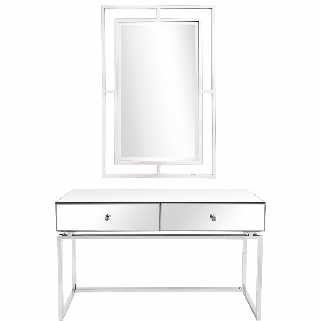 Silver Chic Mirror and Console Table By Homeroots | Console Tables | Modishstore