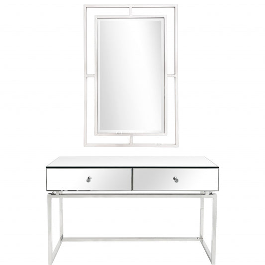 Silver Chic Mirror and Console Table By Homeroots | Console Tables | Modishstore