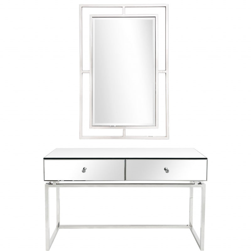 Silver Chic Mirror and Console Table By Homeroots | Console Tables | Modishstore
