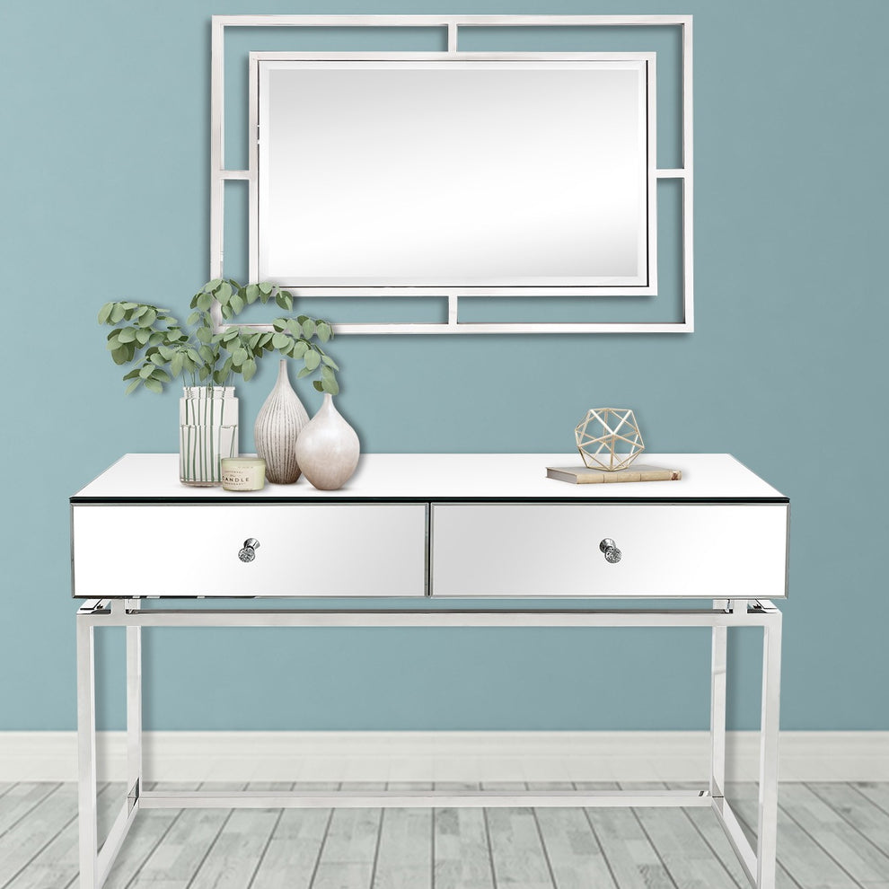Silver Chic Mirror and Console Table By Homeroots | Console Tables | Modishstore - 3
