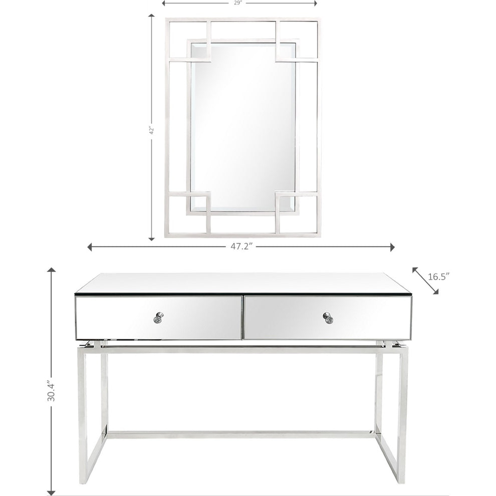 Silver Chic Mirror and Console Table By Homeroots | Console Tables | Modishstore - 4