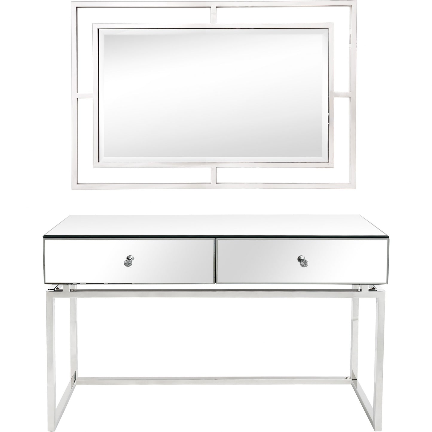 Silver Chic Mirror and Console Table By Homeroots | Console Tables | Modishstore - 6