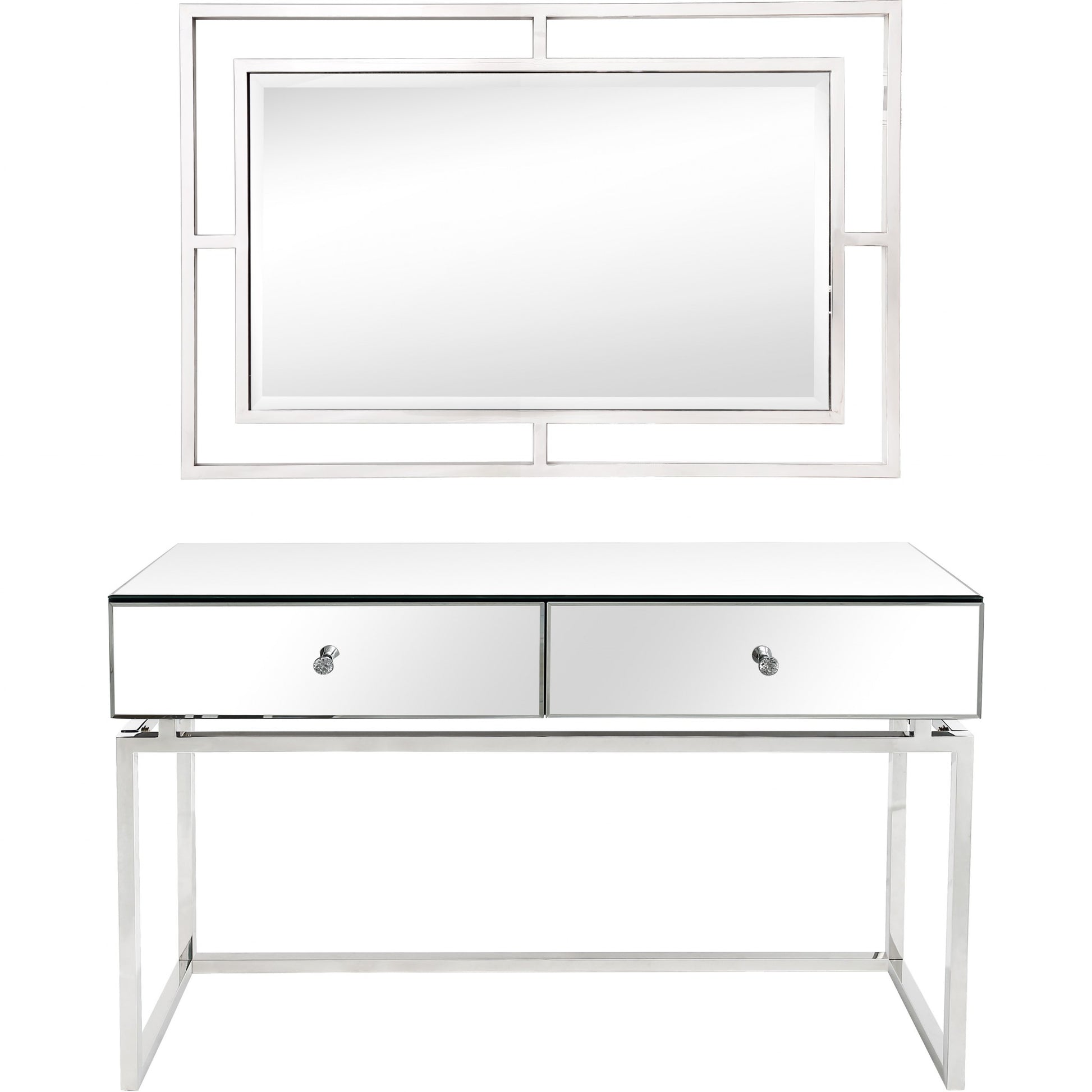 Silver Chic Mirror and Console Table By Homeroots | Console Tables | Modishstore - 6
