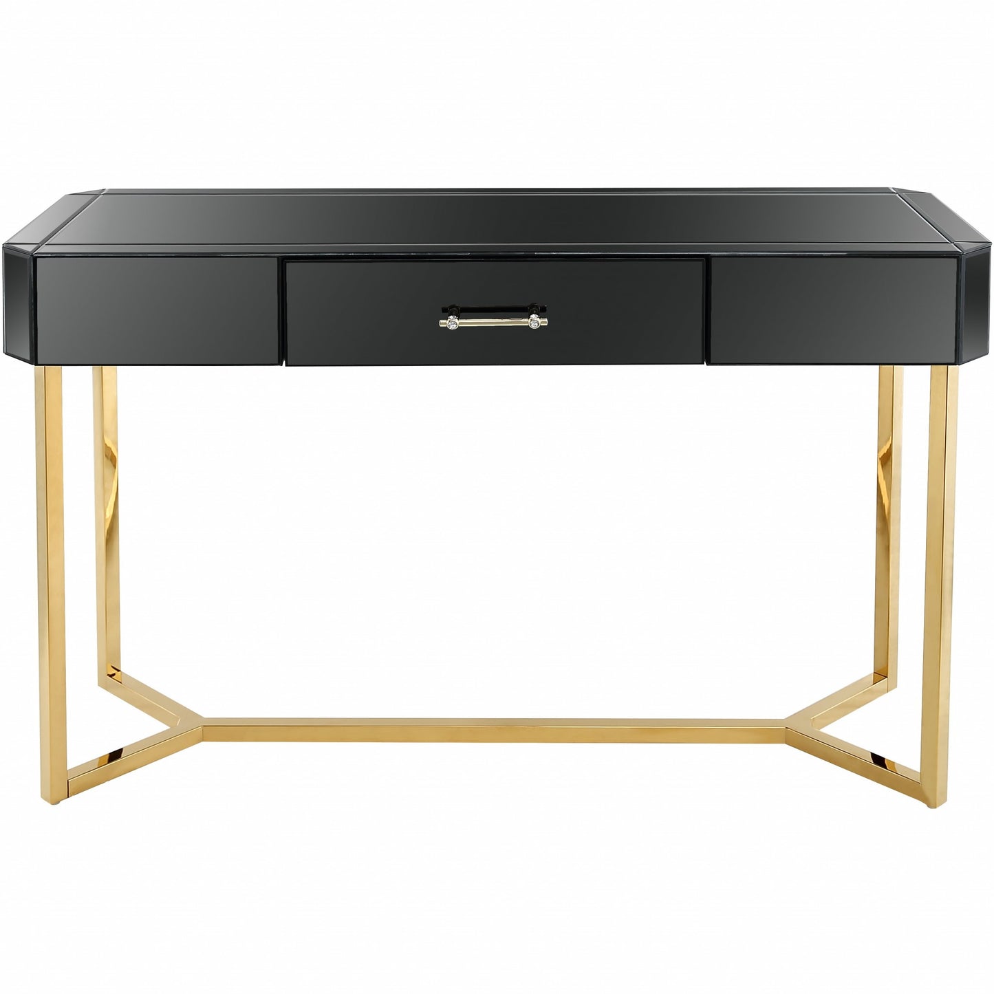 Black and Gold Mirror and Console Table By Homeroots