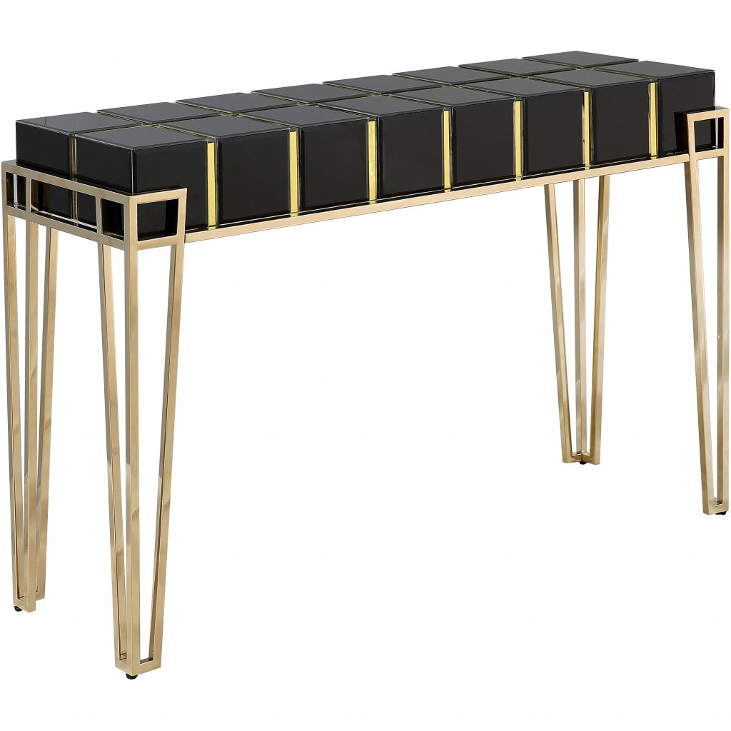 Gold and Black Sqaured Console Table By Homeroots | Console Tables | Modishstore