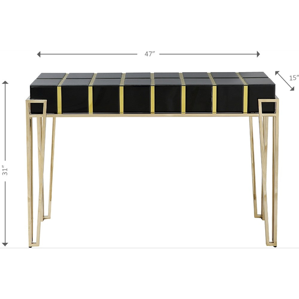 Gold and Black Sqaured Console Table By Homeroots | Console Tables | Modishstore - 2