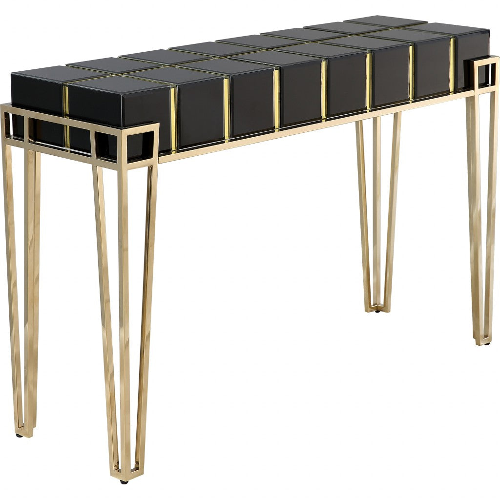 Gold and Black Sqaured Console Table By Homeroots | Console Tables | Modishstore - 5