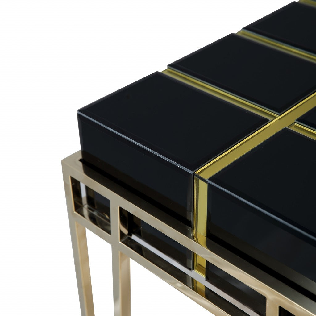 Gold and Black Sqaured Console Table By Homeroots