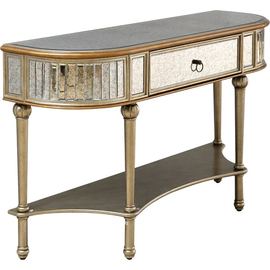 Antiqued Gold Demilune Console Table By Homeroots | Console Tables | Modishstore