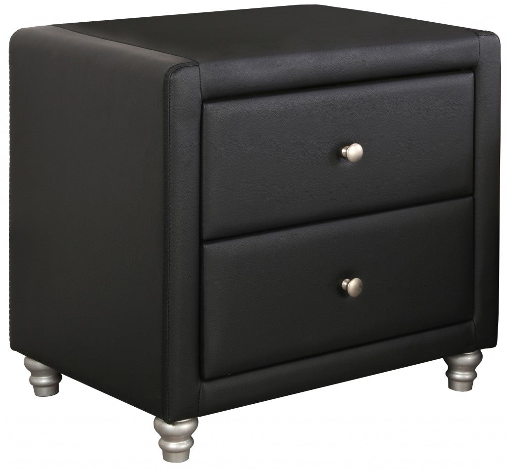 Brown Upholstered 2 Drawer Nightstand By Homeroots | Nightstands | Modishstore - 7