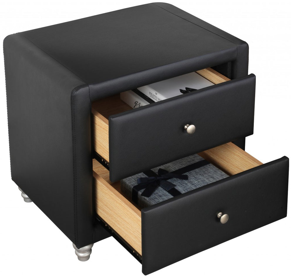 Brown Upholstered 2 Drawer Nightstand By Homeroots | Nightstands | Modishstore - 8