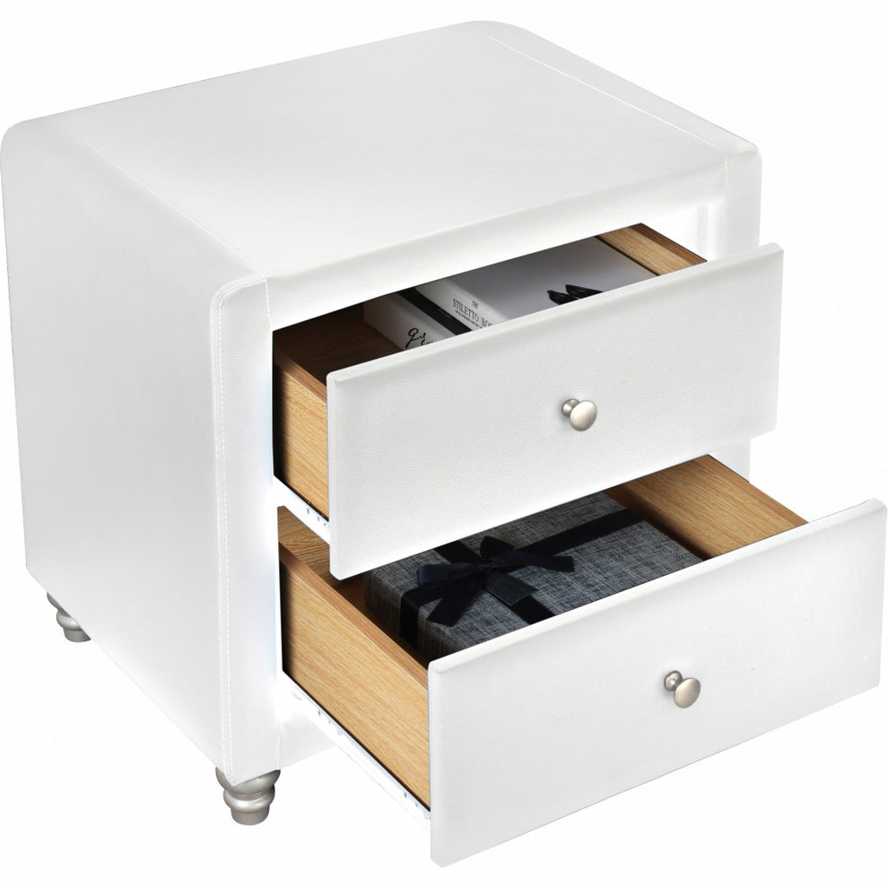 Brown Upholstered 2 Drawer Nightstand By Homeroots | Nightstands | Modishstore - 14