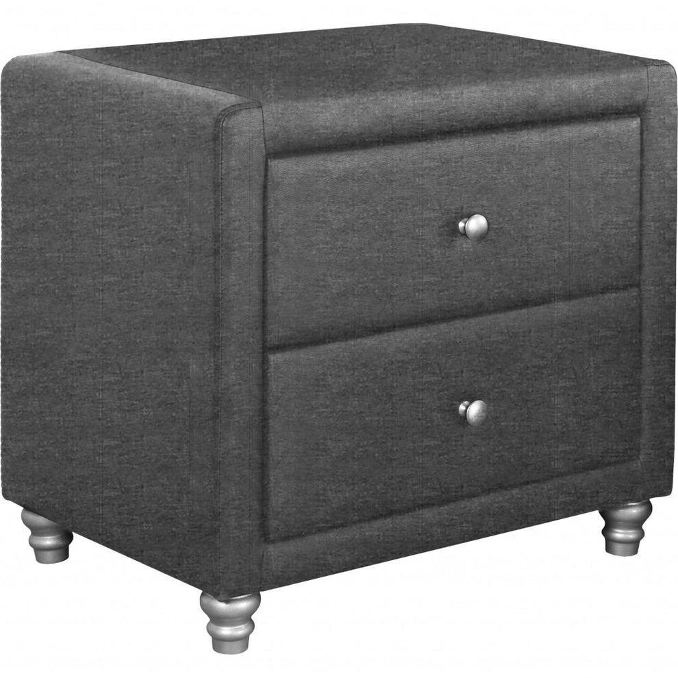 Brown Upholstered 2 Drawer Nightstand By Homeroots | Nightstands | Modishstore - 18