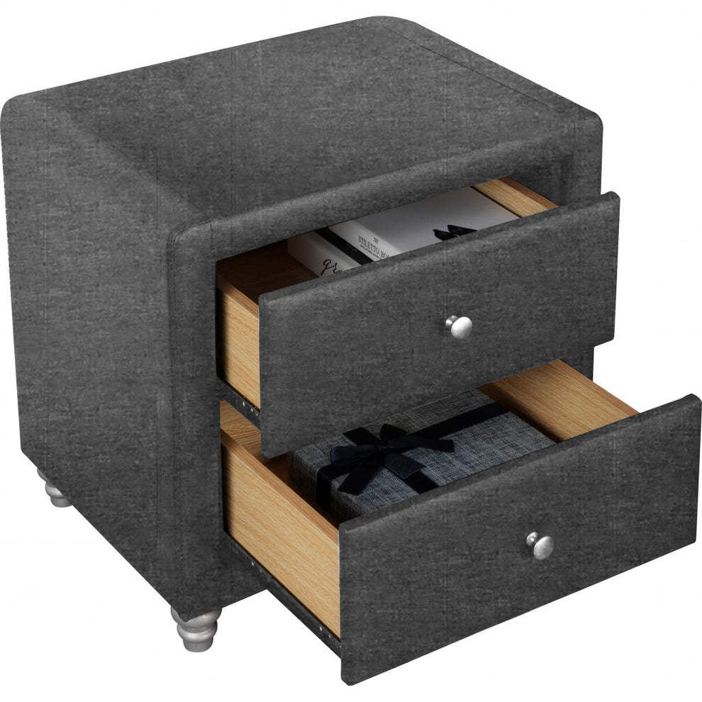 Brown Upholstered 2 Drawer Nightstand By Homeroots | Nightstands | Modishstore - 19