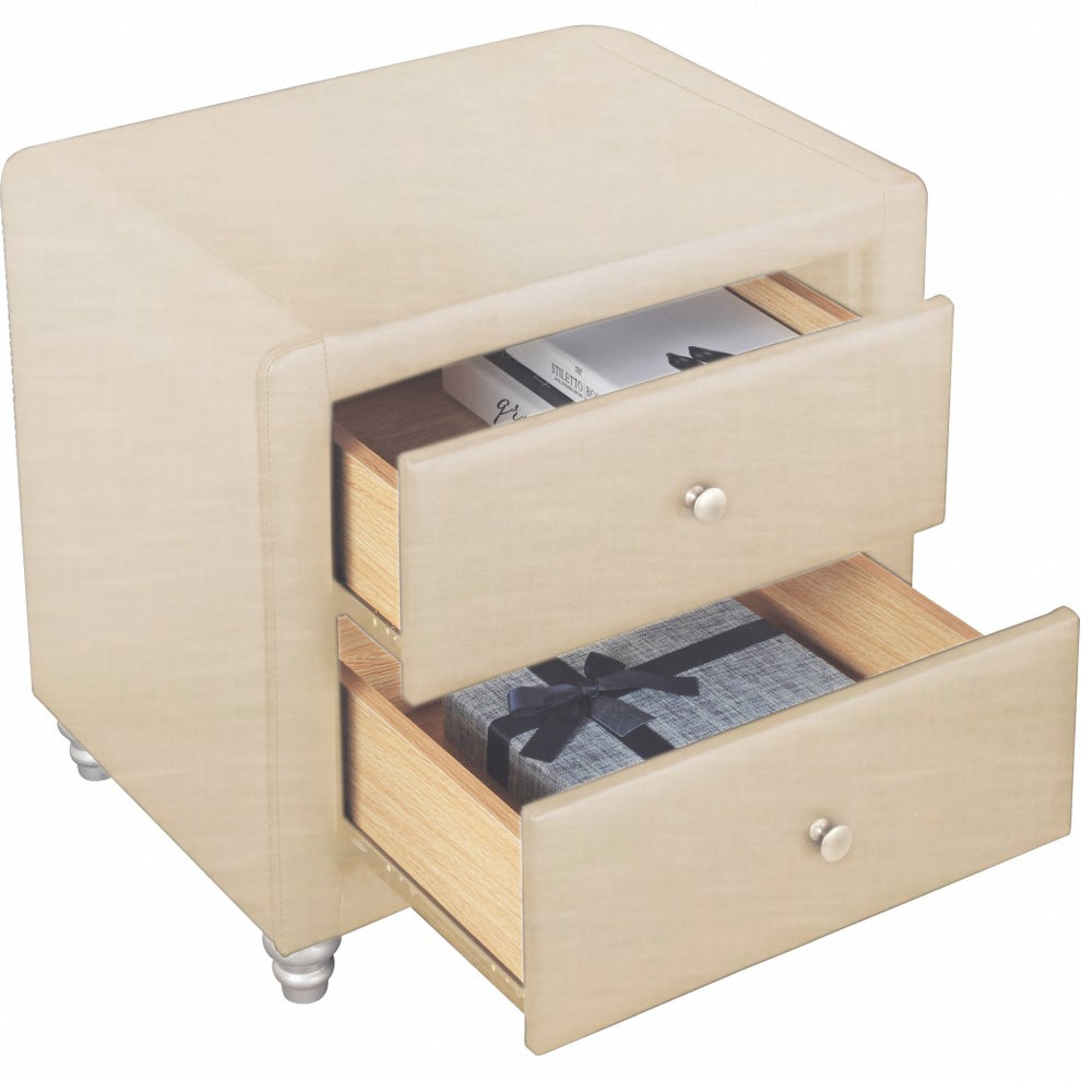 Brown Upholstered 2 Drawer Nightstand By Homeroots | Nightstands | Modishstore - 24